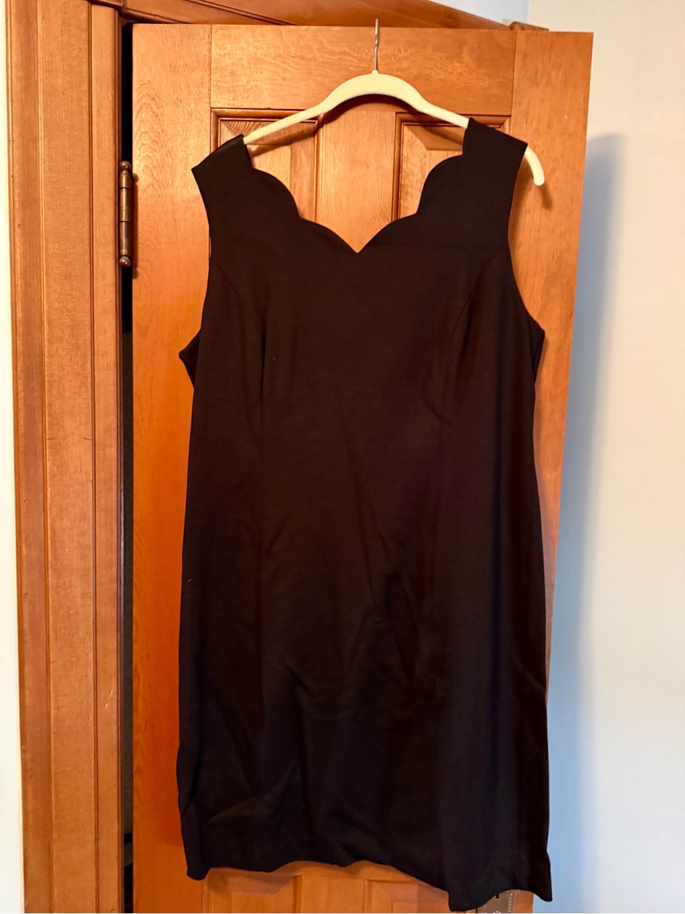 Talbots Black Scalloped Neck Sheath Dress